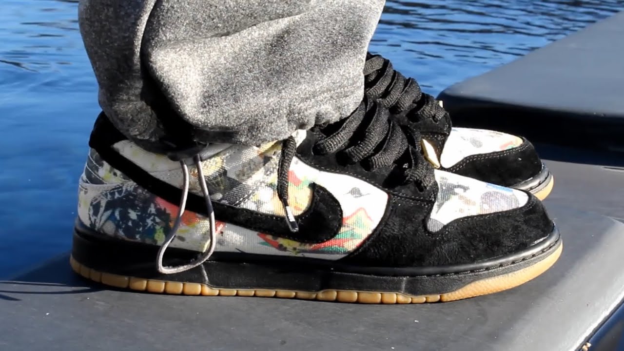 Nike SB Dunk Low supreme ラメルジー Nike SB Dunk Low OG QS Supreme Rammellzee Review and On Feet - YouTube