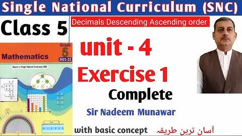 Class 5 Unit 4 Exercise 1 SNC Maths Ex 1 Single national curriculum maths Punjab Text Book Board