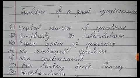 Class 11 economics  qualities of a good questionnaire