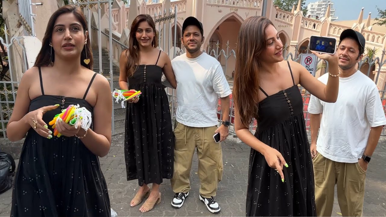 Surbhi Chandna With Husband Karan Sharma Arrives At Mount Mary Church Bandra