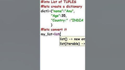 #python🐍🐍#dictionary📖 into #list of tuples📖📔📝# program#shorts