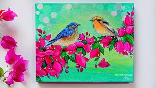 birds acrylic painting beginners step