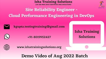 Site Reliability Engineer - Cloud Performance Engineering in DevOps Demo On 16th Aug 2022.