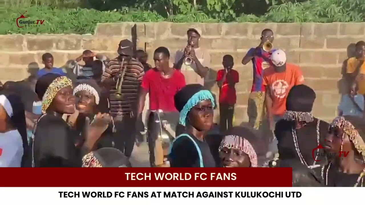 Fans of Tech World FC of Gunjur at Nyamina Mini Stadium in Gunjur