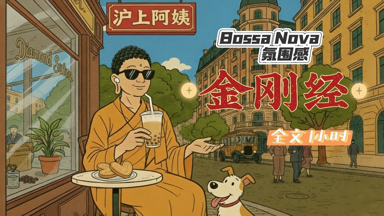 【金剛經】 × 慵懶爵士 咖啡館氛圍 | 1小時 全文字幕 | 陪你閱讀、冥想 | 賽博禪房 | ZEN | 破除執念 淨化磁場 | 喚醒無上智慧