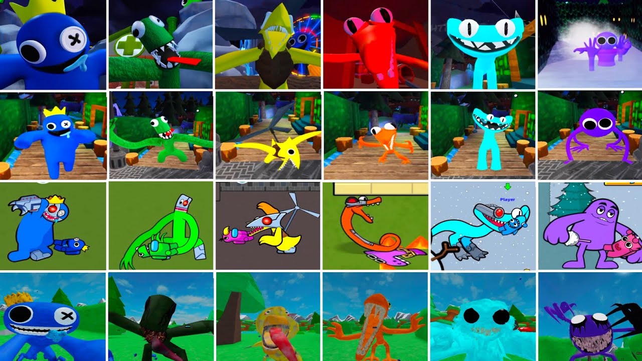 Rainbow friends 2 all Monsters Jumpscars V's Accurate Roleplay V's  Milkshake V's Hungry friends 