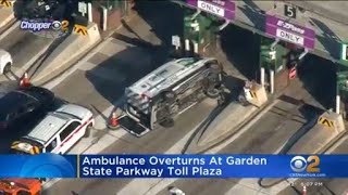 Ambulance overturns at Garden State Parkway toll plaza