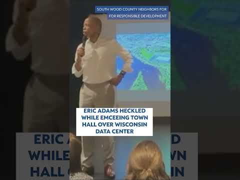 Eric Adams heckled while emceeing town hall over Wisconsin data center