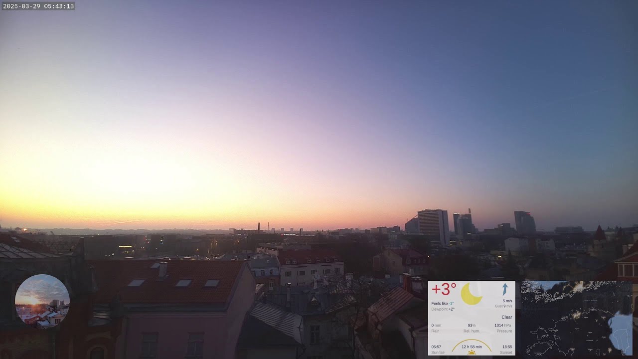 Clear sunrise with some clouds moving in later in Tallinn - Time lapse ...