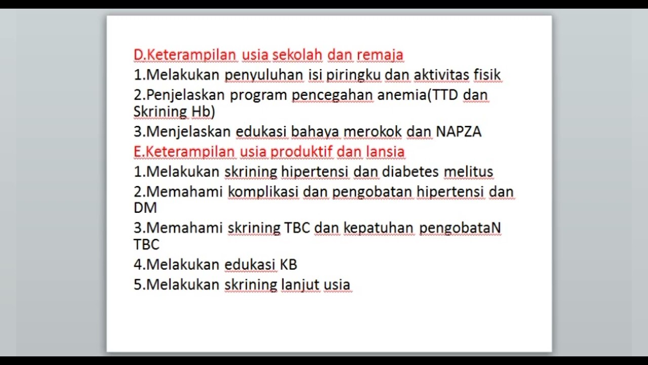 penjelasan singkat tentang 25 kompetensi kader posyandu