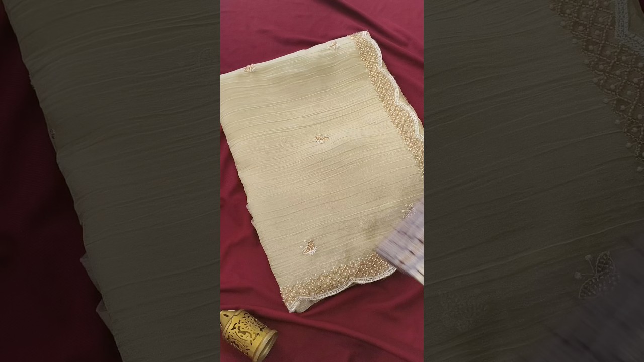 Pure Chiffon Bead Handwork Party Wear Saree