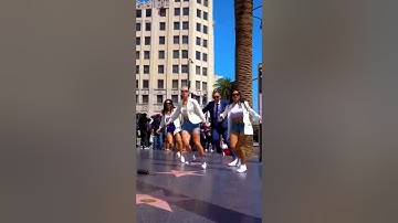 Shades on Brando Hollywood walk of fame shuffle dance group cutting shapes