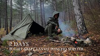 2 DAYS Solo Overnight in Rainstorm - Polish Army Lavvu Poncho Shelter - ASMR