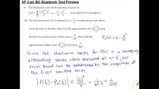 AP Calc BC Bluebook Test Preview FRQ #4