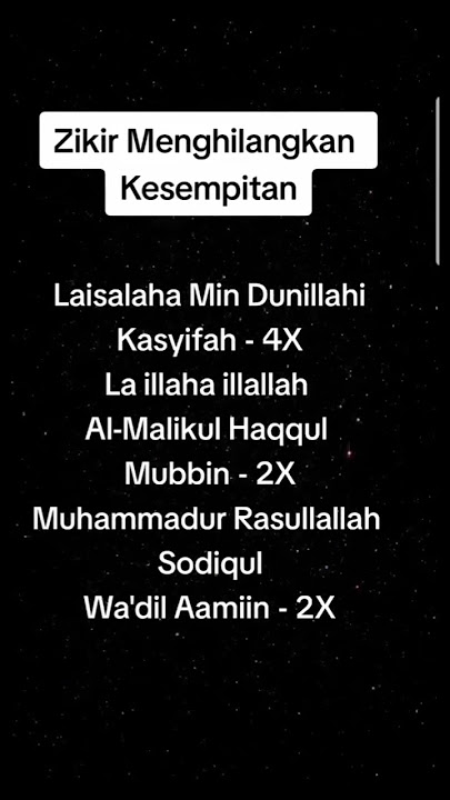 ZIKIR MENGHILANGKAN KESEMPITAN