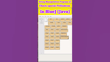 How to Check Special Pellindrom string in BlueJ ll String Manipulation Program-27 ll #bluej ll #java