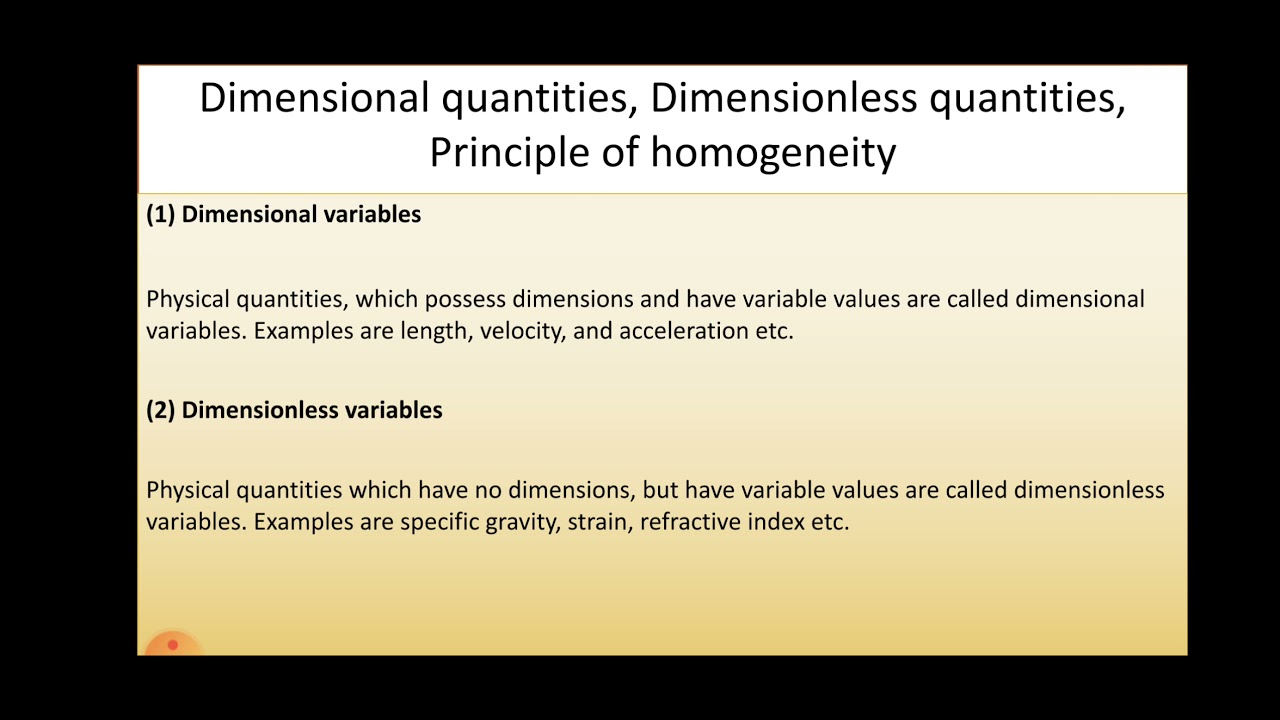 dimensional quantities dimensionless quantities YouTube