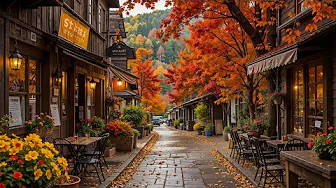 Autumn Jazz | Relaxing Café Ambience on a Quiet Nostalgic Street & Smooth Jazz for Good Mood