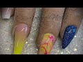 Acrylic nails - LOCKDOWN TUTORIALS - variety of lengths & shapes with ombré & marbling