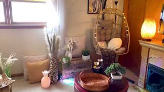 How I transformed my Master Bedroom into a Bohemian Oasis using Boho Decor Egg Chair & Pampas Grass