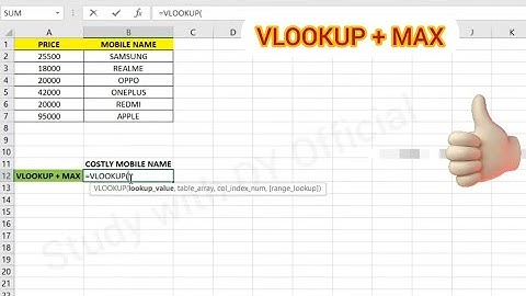How to use Vlookup with Max Function in excel | Vlookup max in excel | Study with dy official