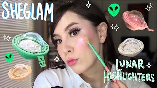 SHEGLAM LUNAR GLOW HIGHLIGHTER SWATCHES AND DEMO| DRUGSTORE HIGHLIGHTERS!