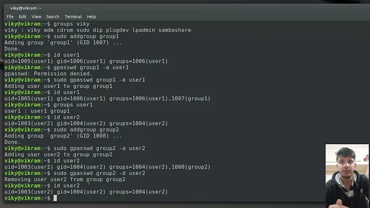 groups in linux | create , modify and delete groups | types of groups | remove & add user to a group