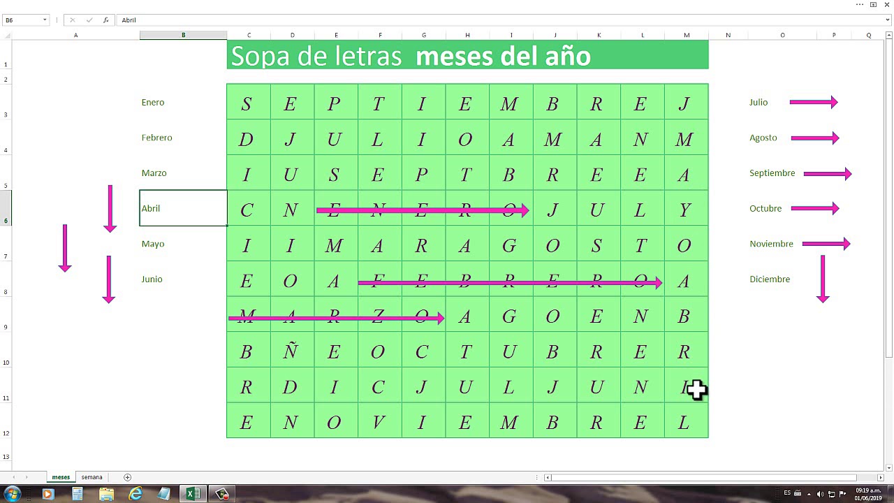 Sopa De Letras De Los Meses Del Año Youtube