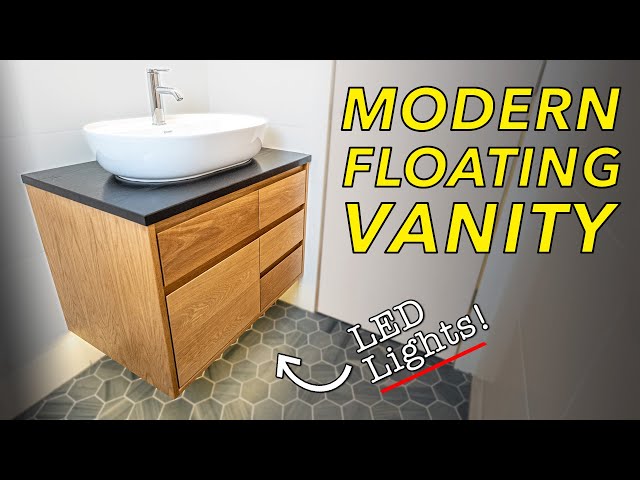 How to Build a FLOATING Bathroom Vanity w/ LED Lights // Woodworking -  YouTube