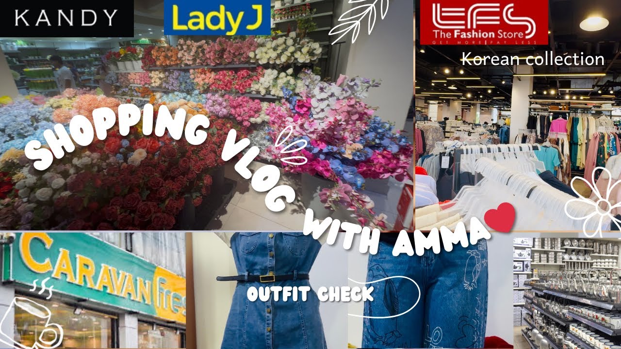 Shopping vlog🛍️..TFS Korean collection🫰..Outfit check👚.. Lady j.. Kandy.. Carevan fresh food🫔☕️
