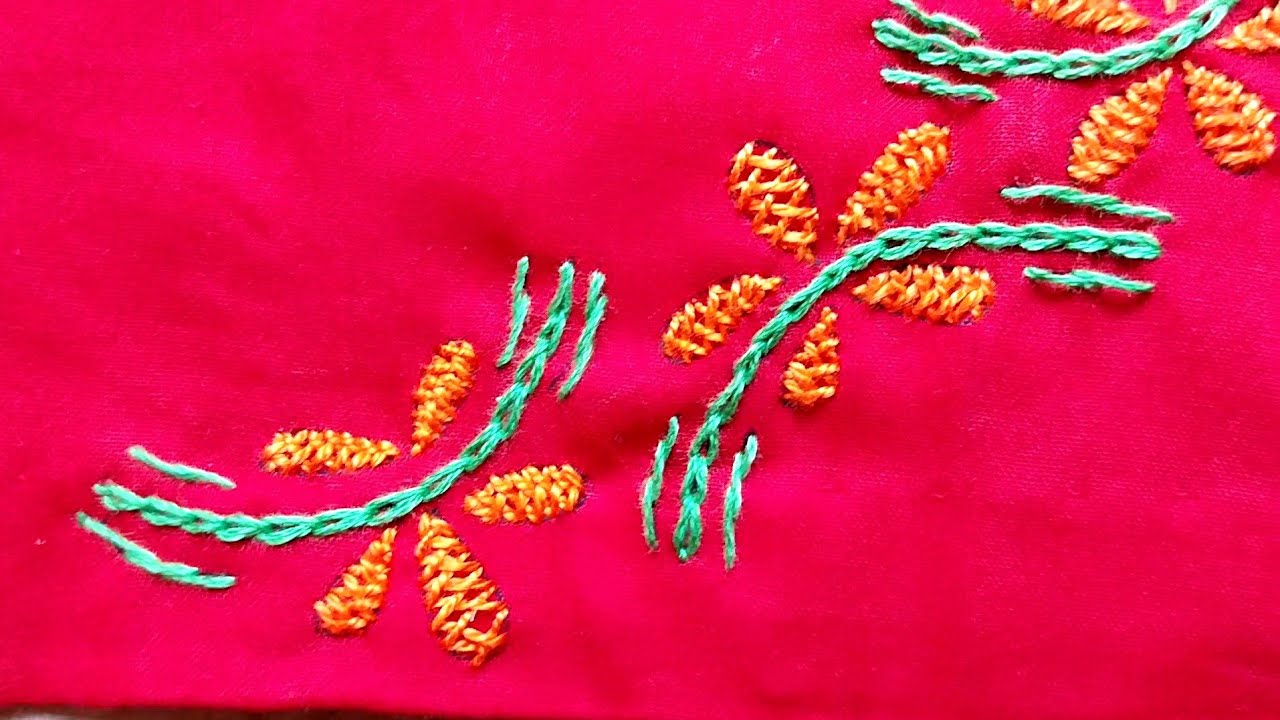 Hand embroidery stitches// Herringbone Stitch design for beginners