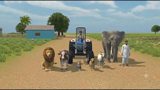 Tractor 🚜 Jcb animals farming 🧺 gameplay | elephant lion dogs  cow police man Punjabi sardar human screenshot 4