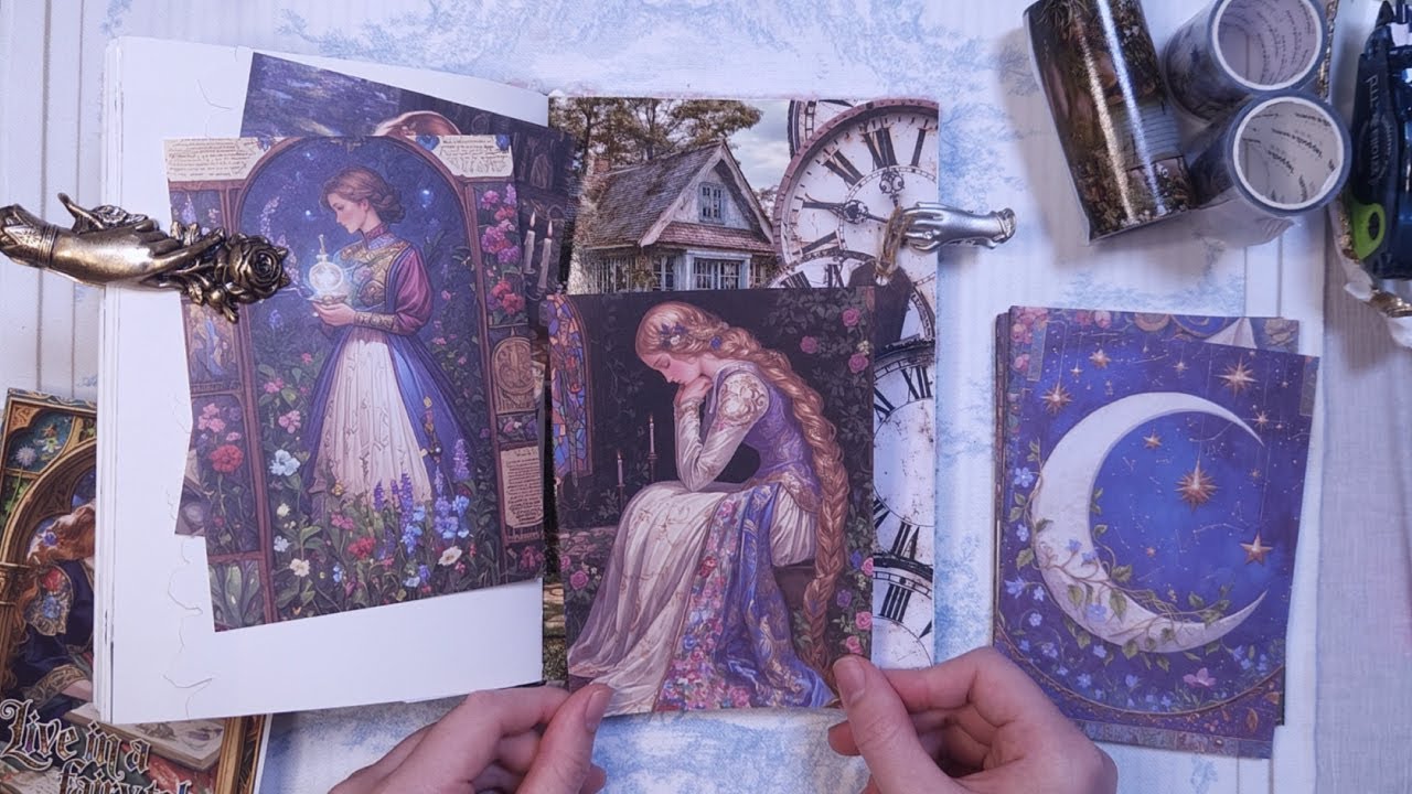 다꾸ASMR 그리움의 나날..💧달빛다이어리 신상 다이어리 꾸미기 #journaling コラージュ collage scrapbooking