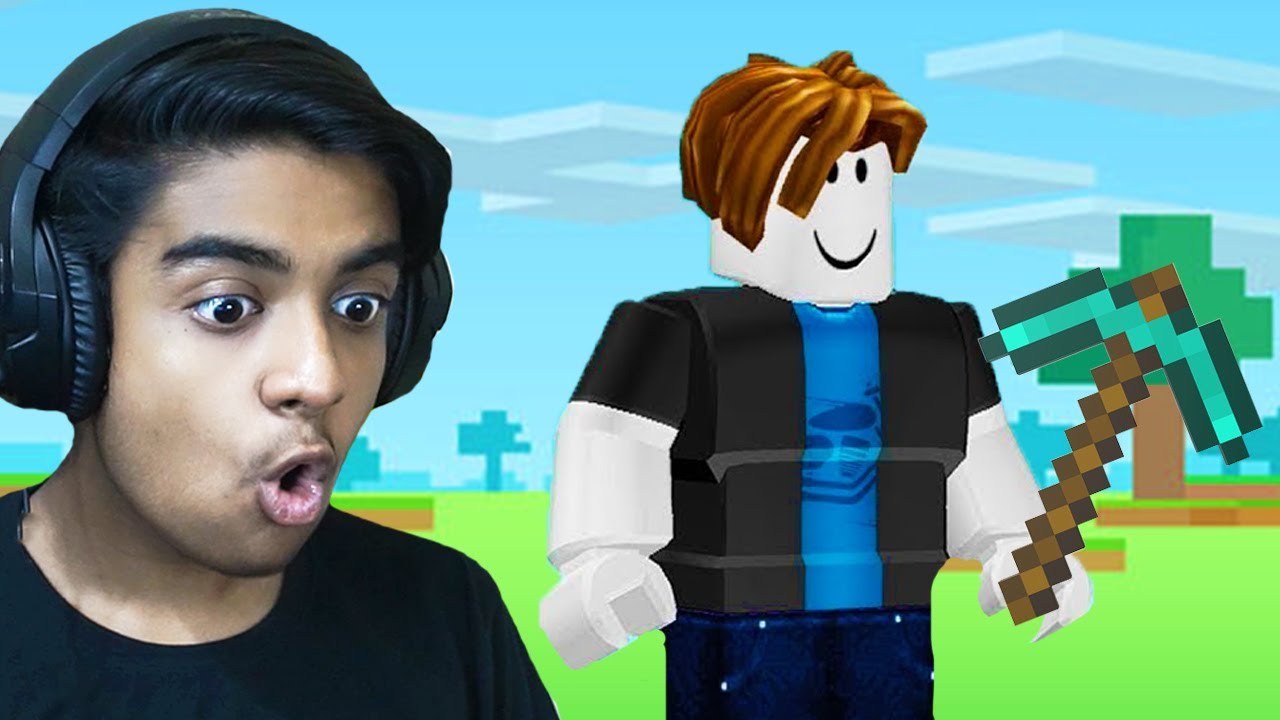 Playing Minecraft in ROBLOX's Banner