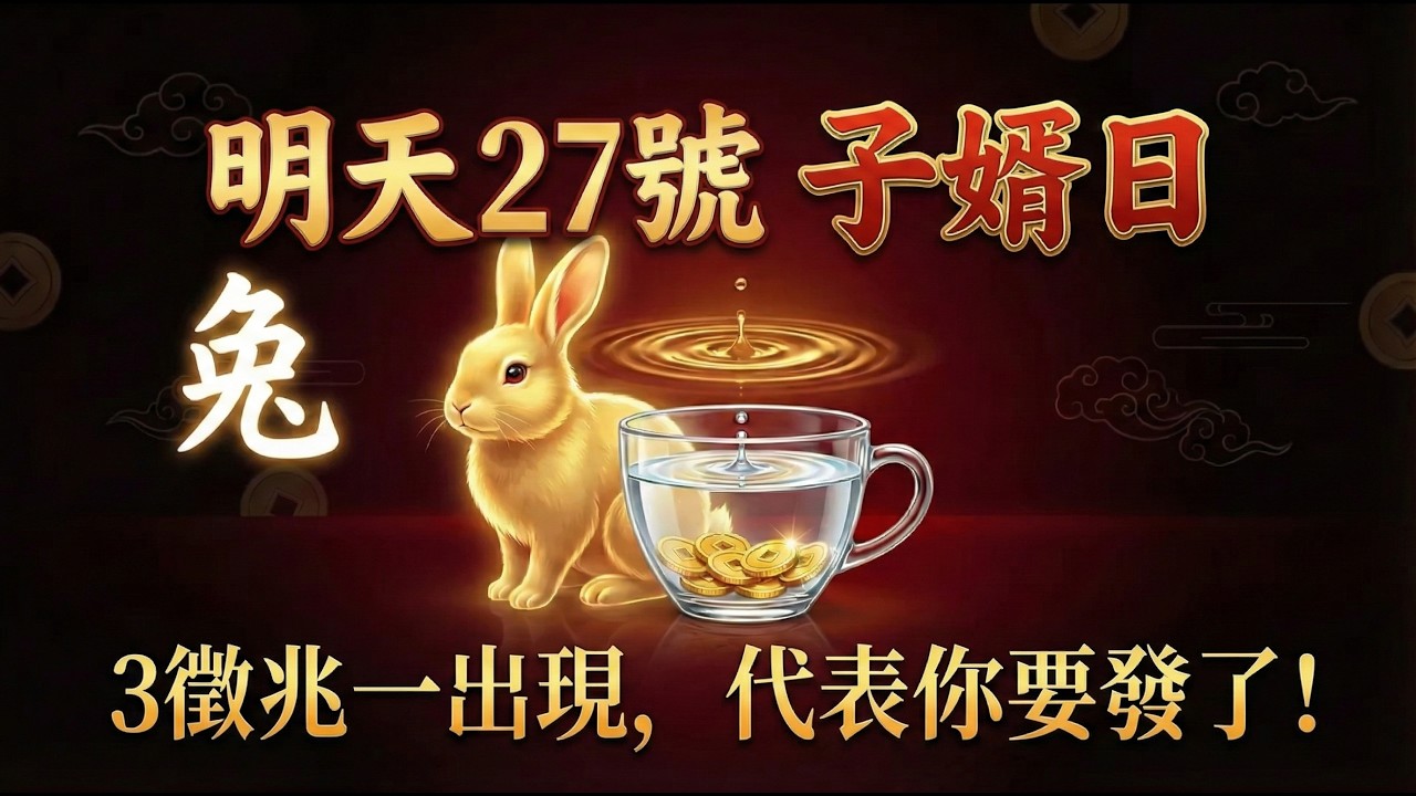 屬兔注意！明天27號正月十一「子婿日」，你最關心的『那件事』終於有轉機了？這3個徵兆出現，代表你要發了！#屬兔2026運勢 #財運爆發 #轉運 #風水 #貴人 #偏財 #正月十一 #2026生肖兔運勢