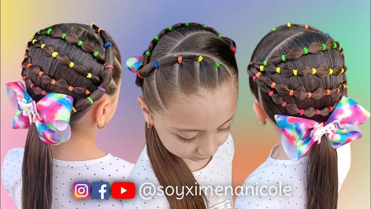 PEINADO ARCOIRIS 🌈 Easy hairstyles for girls 💕 RAINBOW HAIRSTYLE 🌈 ...