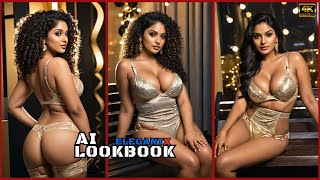 [4K] AI Lookbook Indian Model video ❤️ Golden bikini Bhabi