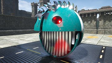 Pacman, Chain Chomp, and Rolling Robot vs Spiky Monster in an Action-Packed Robot Maze Challenge