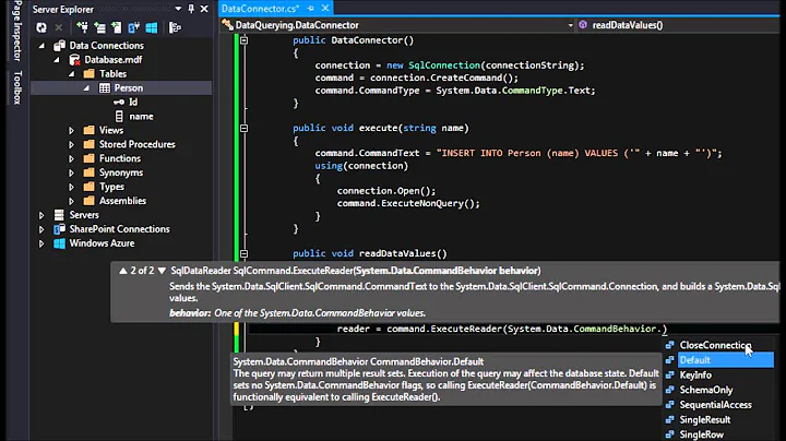 Reading data with an SqlDataReader