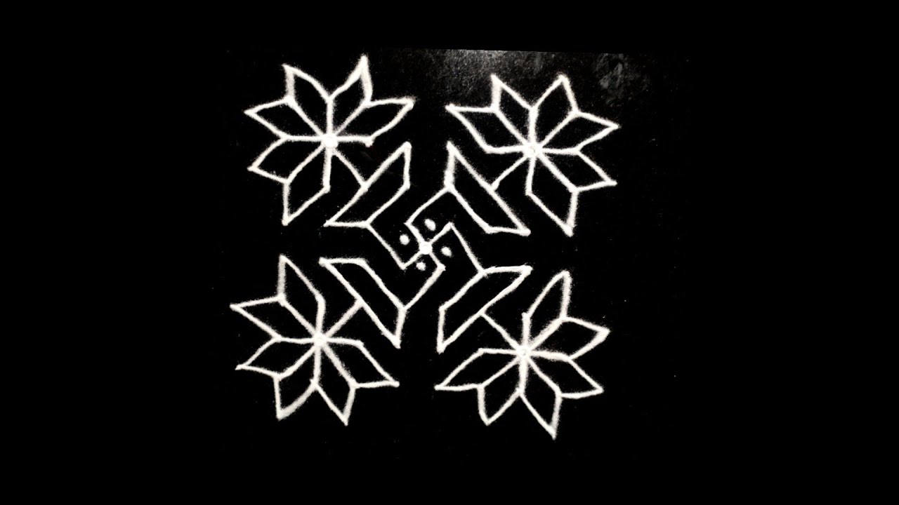 Easy 8*8 rangoli || Simple and beautiful rangoli || 8 to 8 rangoli ...