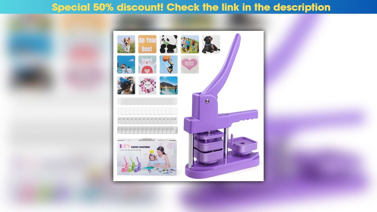 Review 50MM Square Button Maker Badge Machine Kit 100Set Square Magnet Button Making Supplies Parts