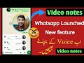 Whatsapp Update Video Notes| Video notes new feature Whatsapp