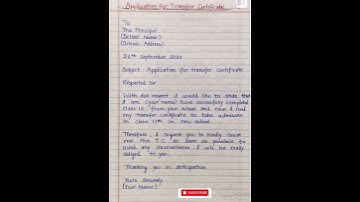 Application for transfer certificate l application for tc from school l tc from college l letter