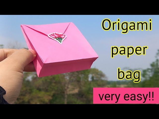 Origami paper bag, DIY paper bag, How to make paper bag at home, Easy paper  craft