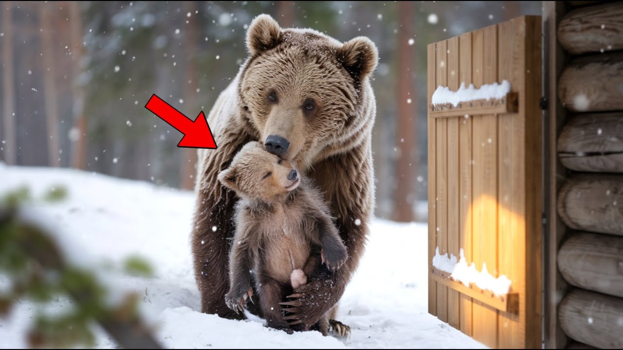 Outline Video Mother Bear Freezes With Her Dying Cub. The Man Opens the Door, and Something Unbelievable Happens!