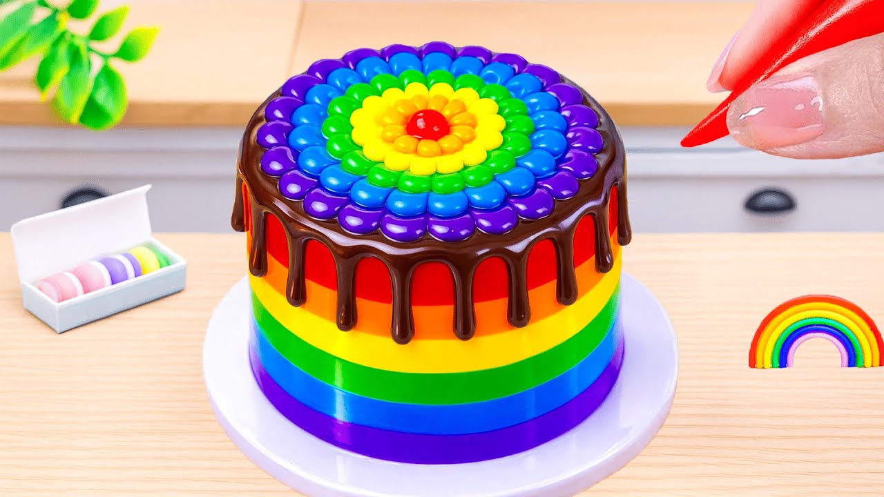 Mini Rainbow Cake Recipe With Chocolate🌈Sweet & Colorful Treat🌈By HT Mini Cakes