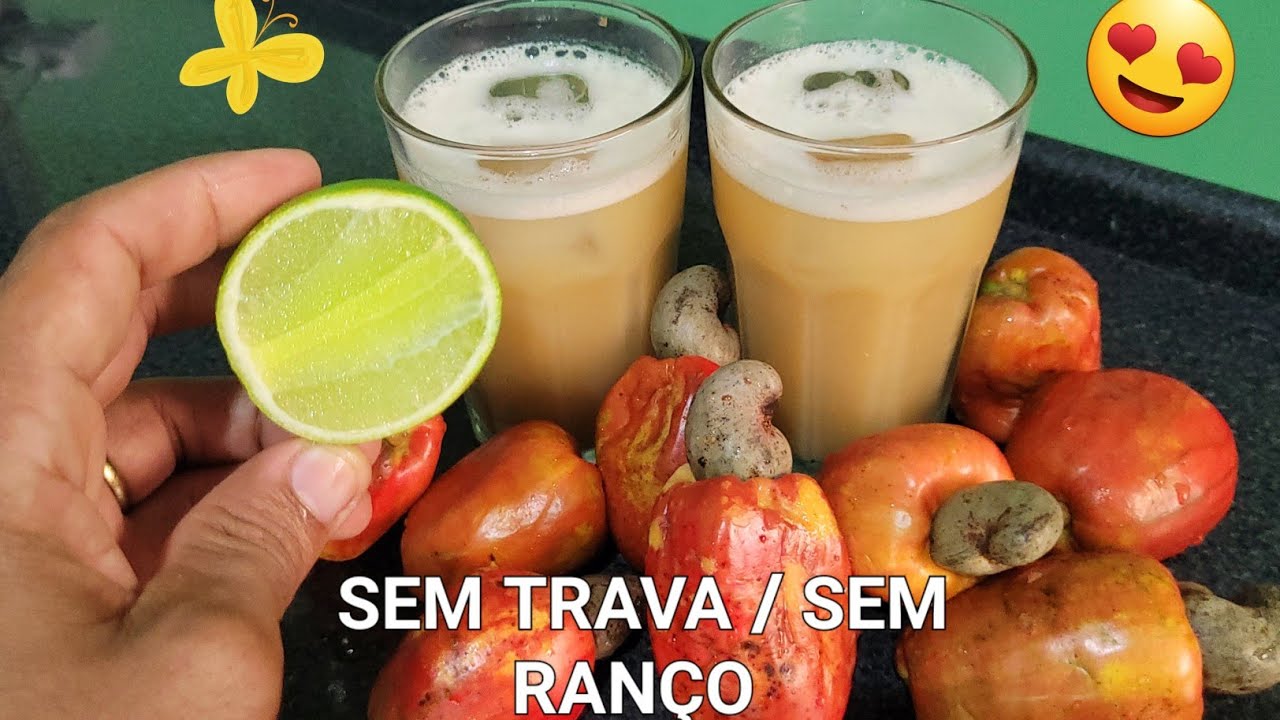 SUCO DE CAJU SEM TRAVA SEM RANO CINCO VEZES MAIS VITAMINA C DO QUE A LARANJA