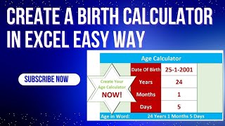 Free Excel Bangla Tutorial 2025 for Beginners Part 20 | how to make a age calculator in excel