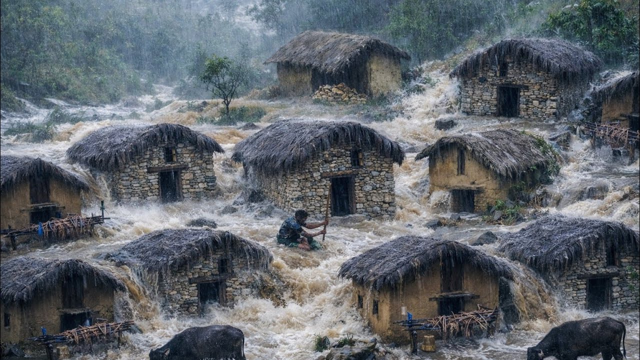 Village Life Reality: Working in Heavy Rain Day Most Without A Nepali traditional Lifestyle | 