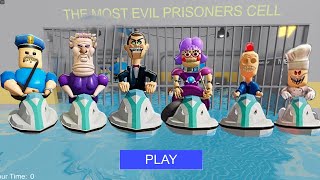 All Morphs Unlocked in WATER BARRY'S PRISON RUN - Papa Pizza Grumpy Gran Siren Cop Ani-Tron Mr Funny